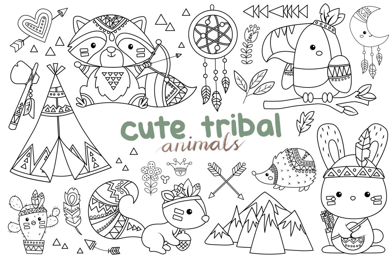 Free printable tribal animal coloring page