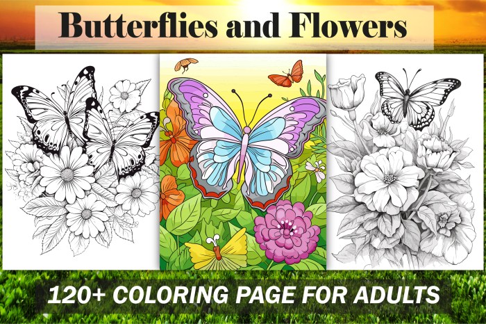 Butterflies and flowers coloring book