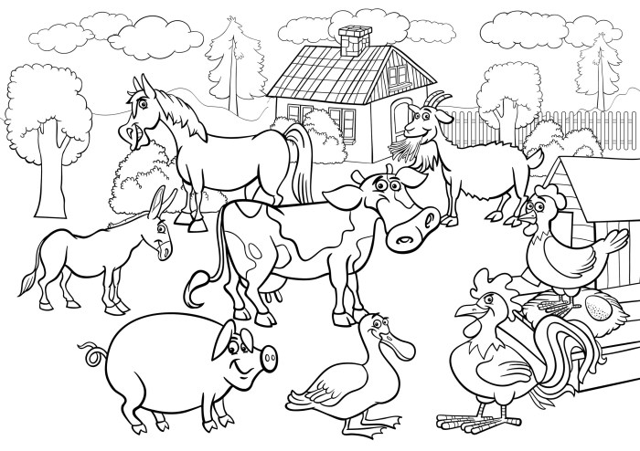 Farm animals coloring pages easy