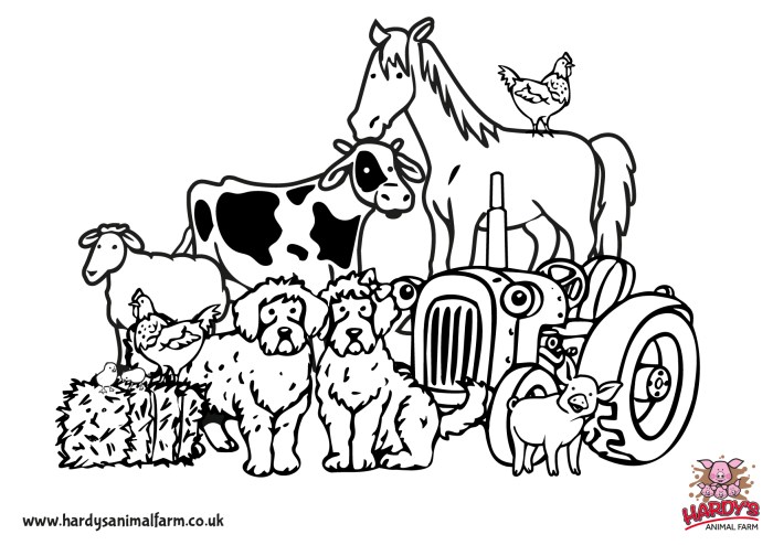 Farm animals coloring pages easy