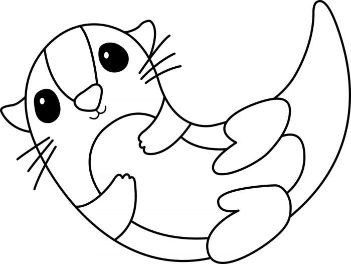 Cute coloring pages of animated otters