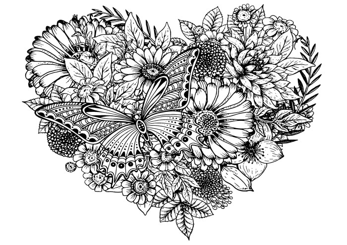 Butterflies and flowers coloring book