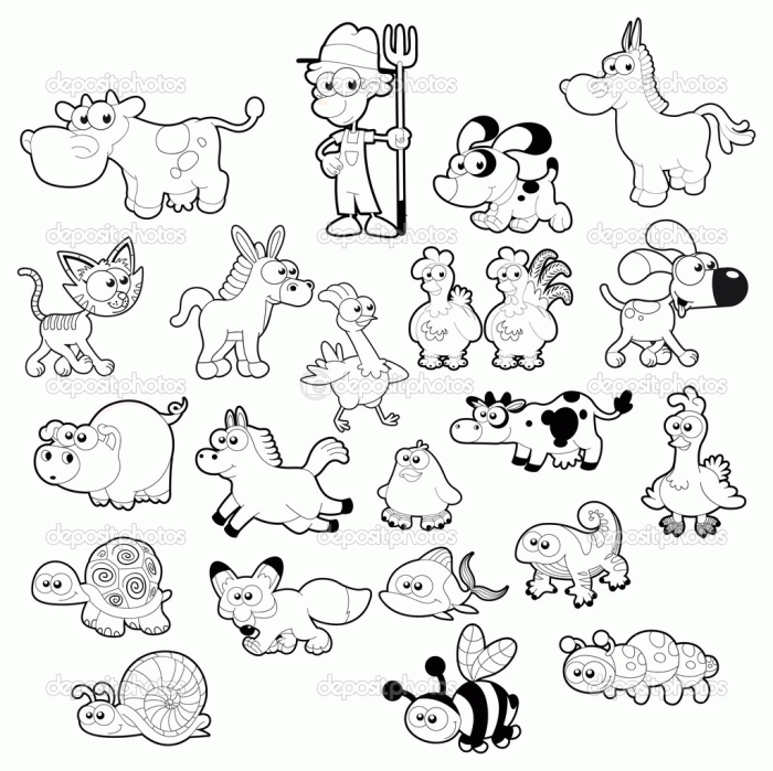 Farm animals coloring pages small