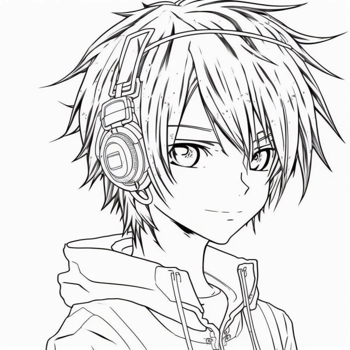 Full body anime boy coloring pages