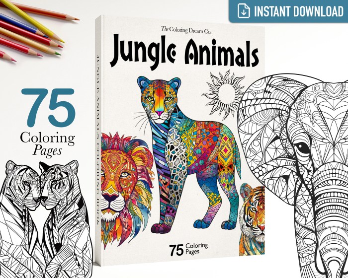 Jungle animals coloring book