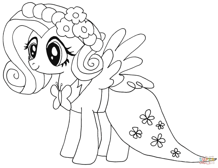 Equestria girls fluttershy with animals coloring pages