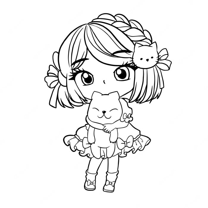 Cute anime girls coloring sheet