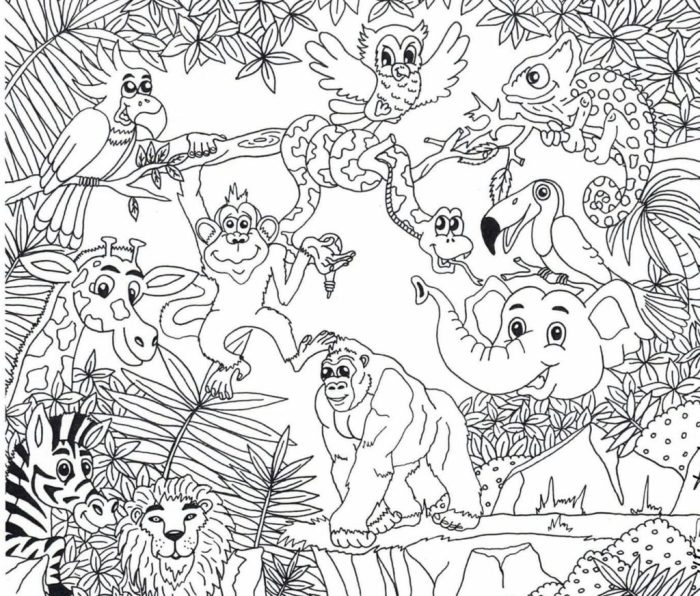 Free coloring pictures of jungle animals