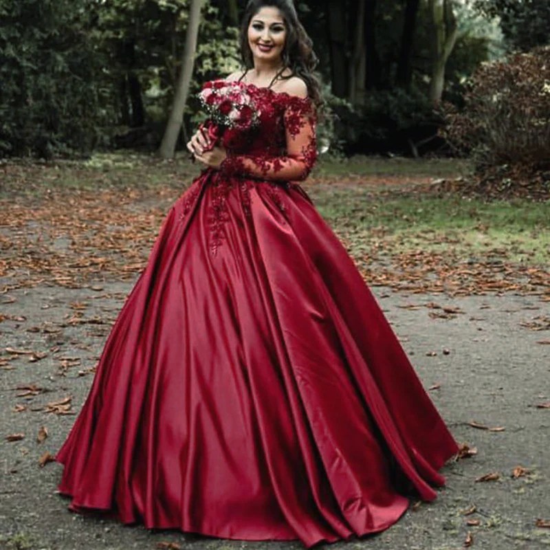 Wine color wedding dress