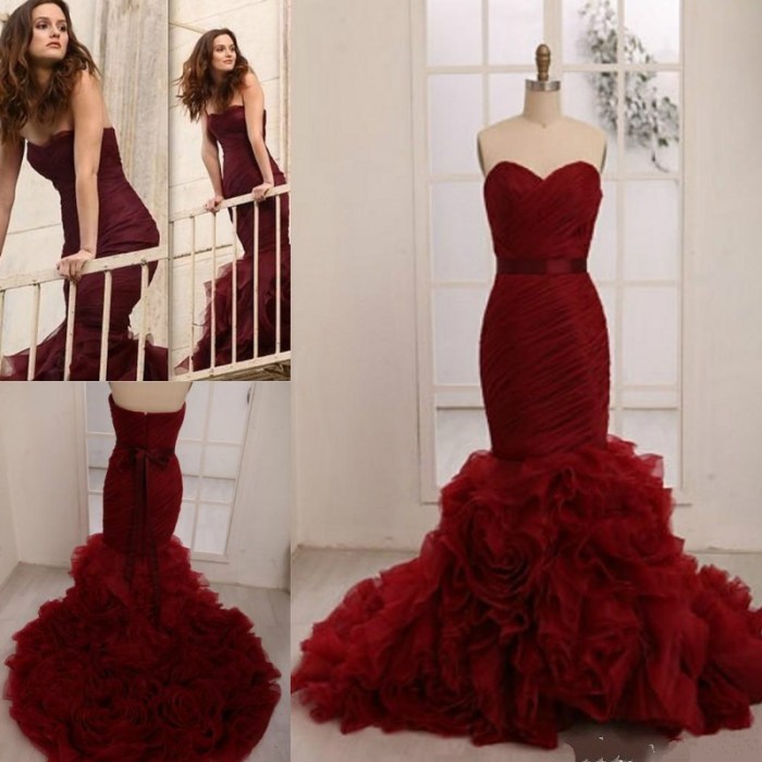 Wedding dresses wine color