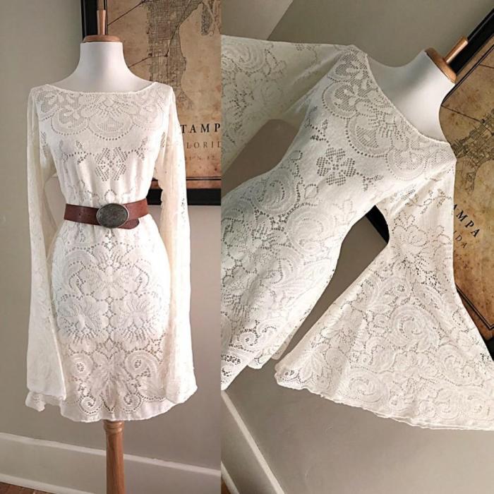 Cream lace dress for wedding